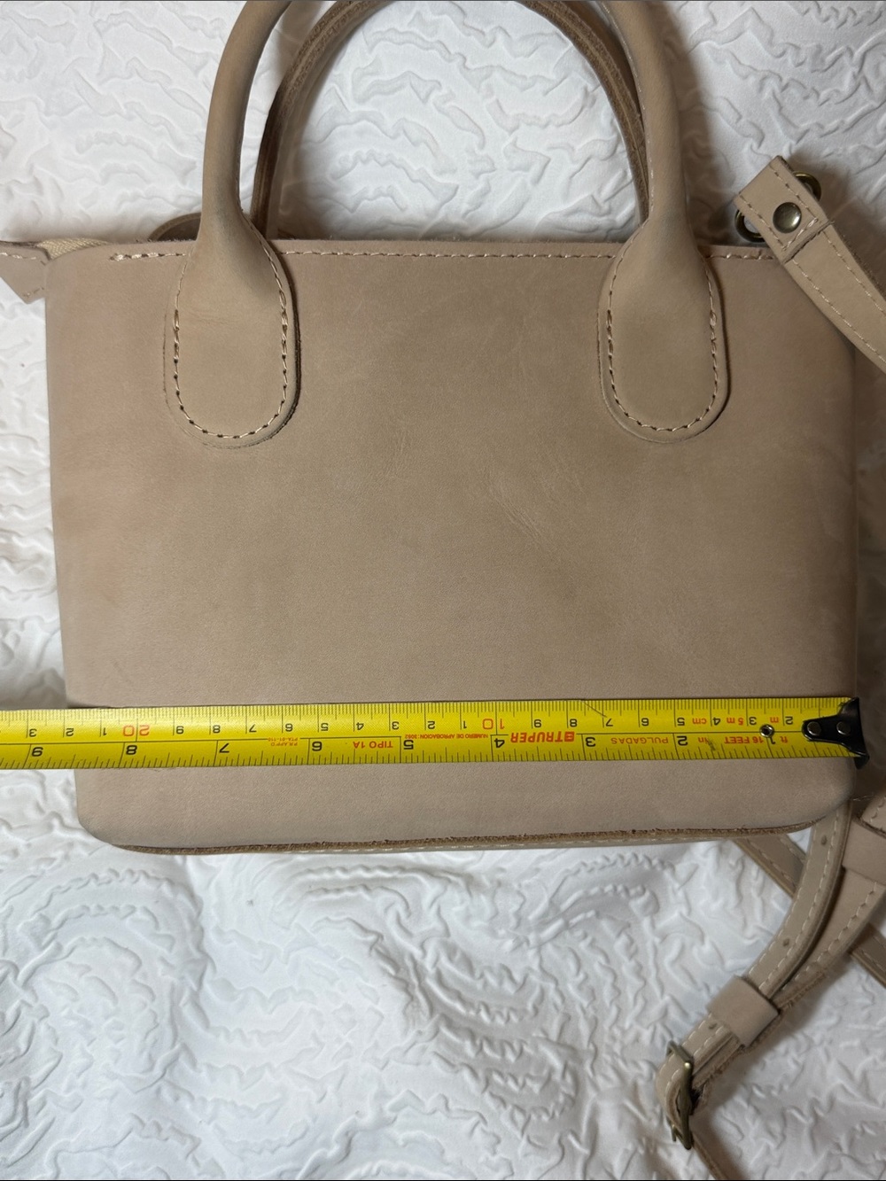 Portland Leather Taupe Top-Handle Satchel - Picture 9 of 10